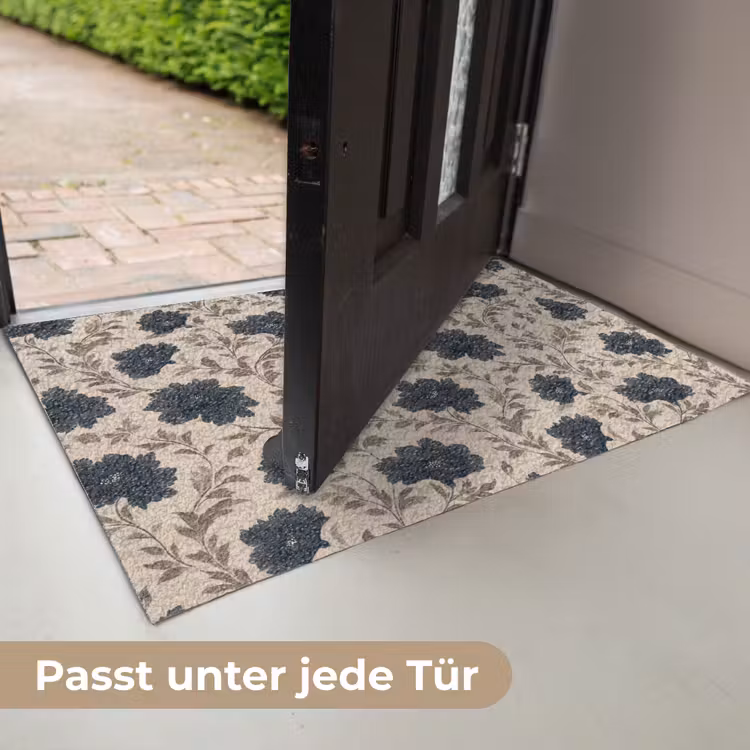 Motief - Bloemen - Zwart - Beige Deurmat klein 898 -USP_DE