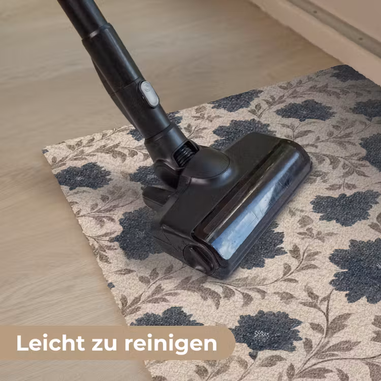 Motief - Bloemen - Zwart - Beige Deurmat klein 898 -reinigen_DE