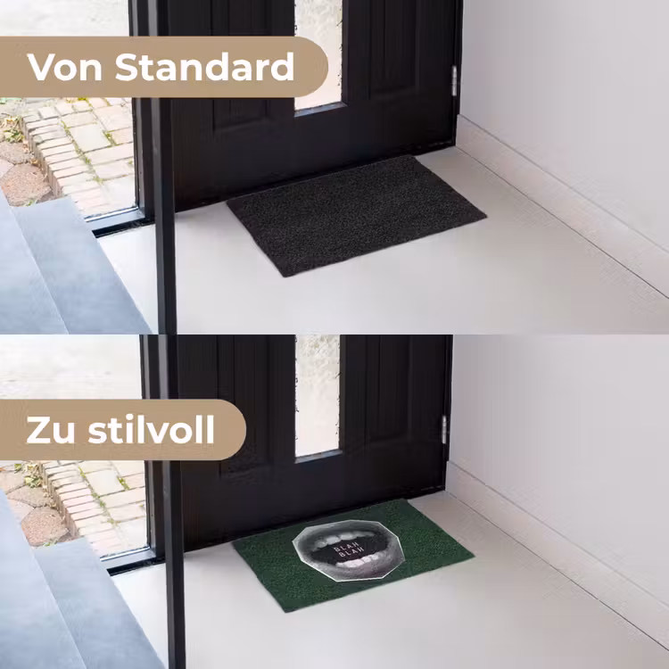 Mond - Groen - Illustratie - BLAH BLAH Deurmat klein -voor-na_DE
