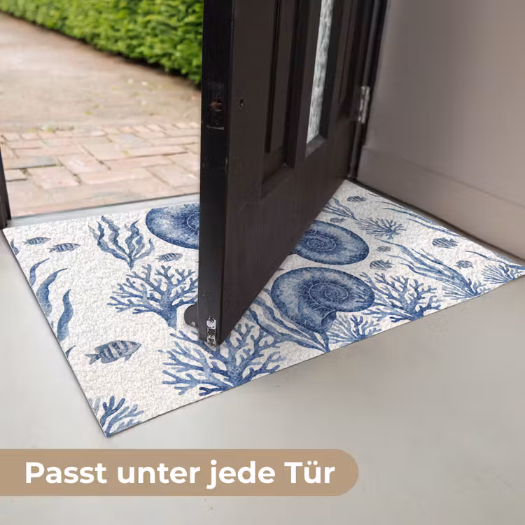 Schelp - Spiraal - Zeeleven - Aquarel - Blauw Deurmat klein -USP_DE