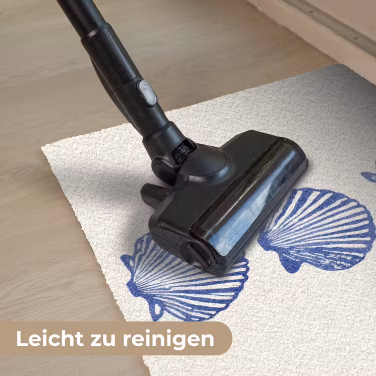 Schelpen - Blauw - Patroon Deurmat klein -reinigen_DE