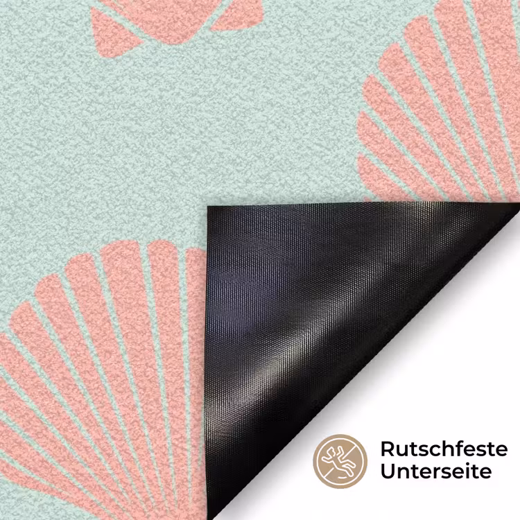 Schelpen - Patroon - Roze - Blauw - Zomer Deurmat klein -antislip_DE