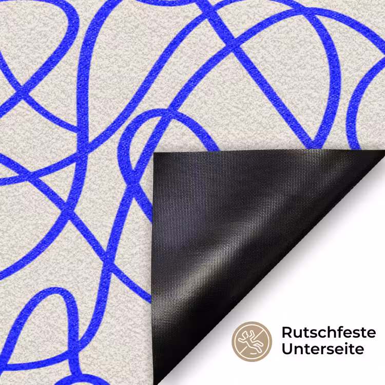 Patronen - Beige - Blauw - Lijnen Deurmat klein 898 -antislip_DE