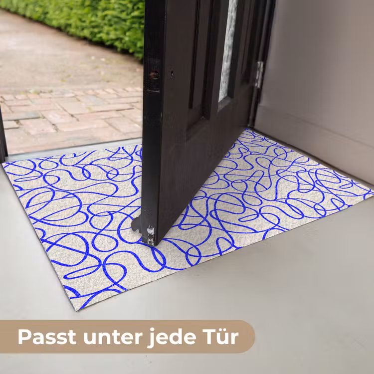 Patronen - Beige - Blauw - Lijnen Deurmat klein 898 -USP_DE