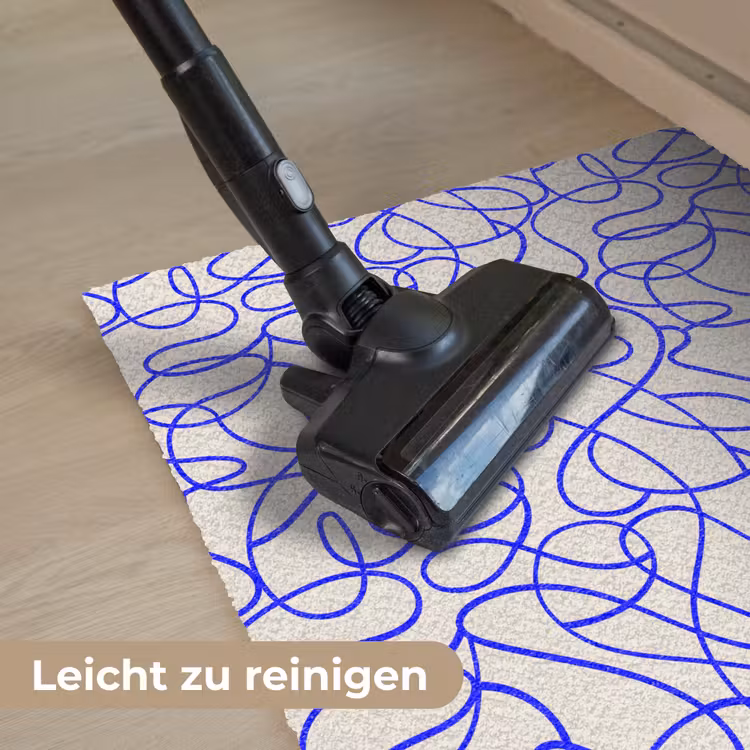 Patronen - Beige - Blauw - Lijnen Deurmat klein 898 -reinigen_DE