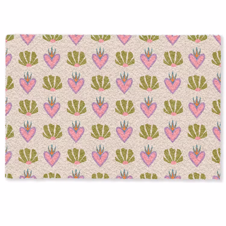 Patroon - Beige - Hartjes - Bloemen Deurmat klein 898 -zkaufland3d