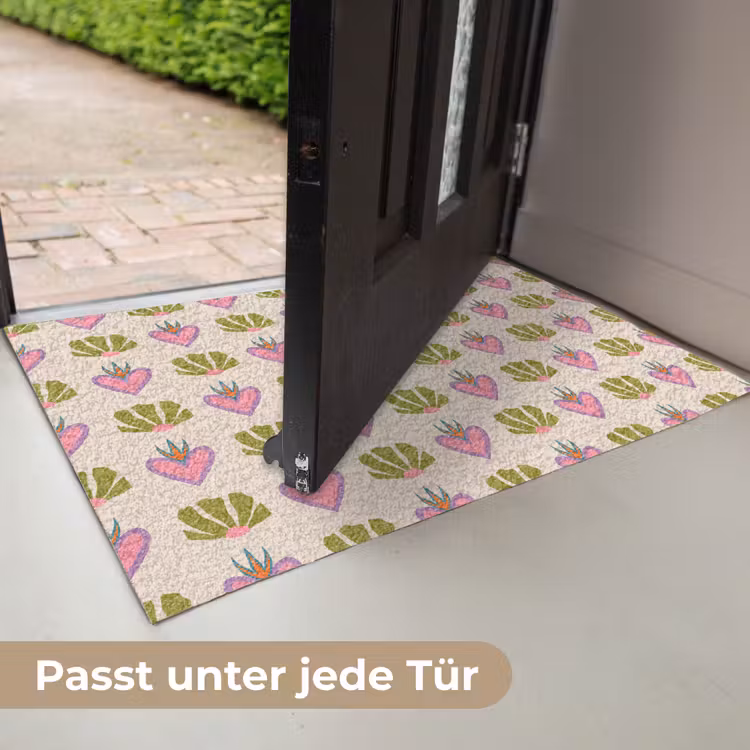 Patroon - Beige - Hartjes - Bloemen Deurmat klein 898 -USP_DE