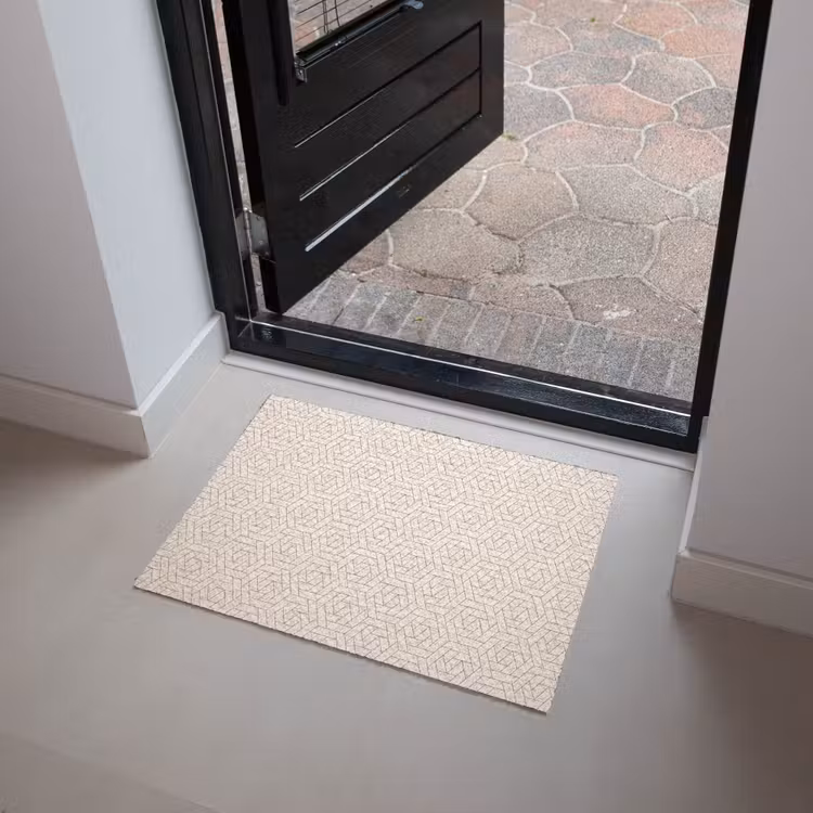 Patroon - Beige - Lijnen - Bruin Deurmat klein 898 -sfeer5