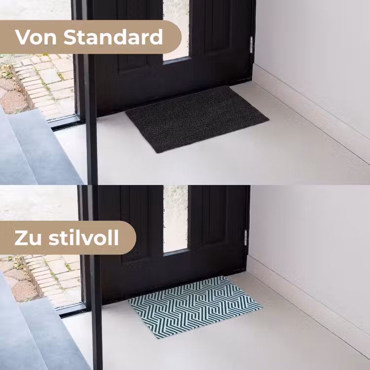 Patroon - Blauw - Lijnen - Zigzag Deurmat klein 898 -voor-na_DE