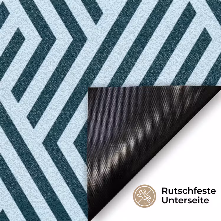 Patroon - Blauw - Lijnen - Zigzag Deurmat klein 898 -antislip_DE