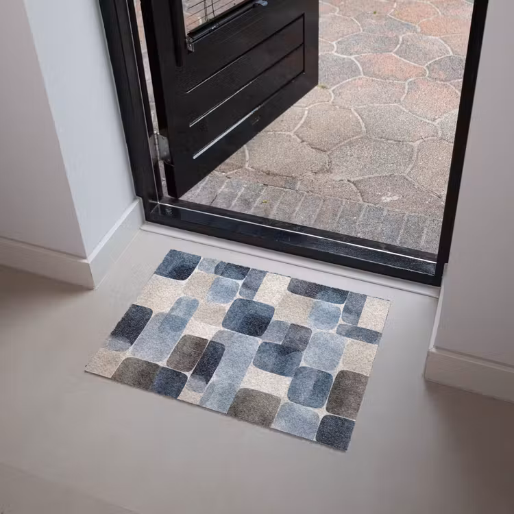 Patroon - Blauw - Vierkanten Deurmat klein -sfeer5