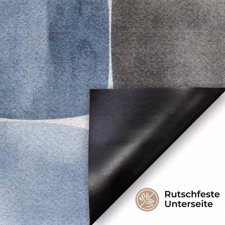 Patroon - Blauw - Vierkanten Deurmat klein -antislip_DE