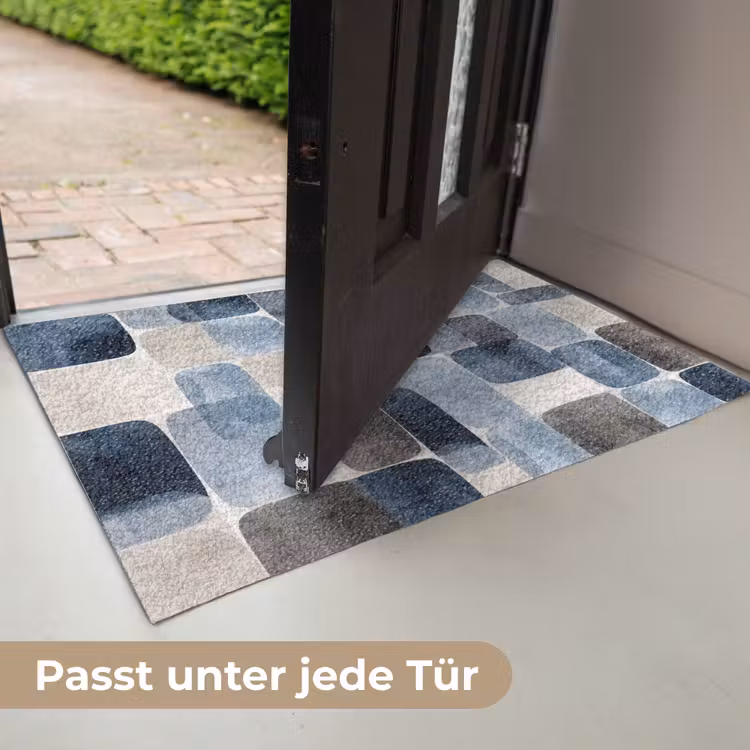 Patroon - Blauw - Vierkanten Deurmat klein -USP_DE