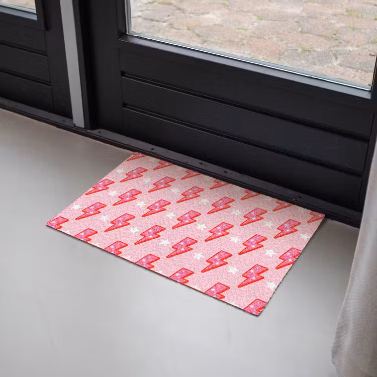Patroon - Bliksem - Ster - Glitter - Roze Deurmat klein -sfeer2