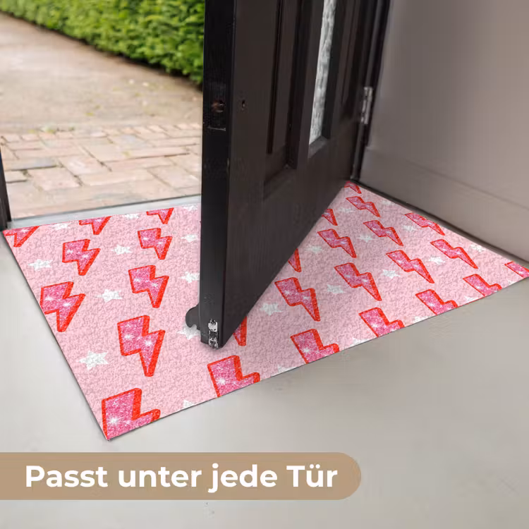 Patroon - Bliksem - Ster - Glitter - Roze Deurmat klein -USP_DE