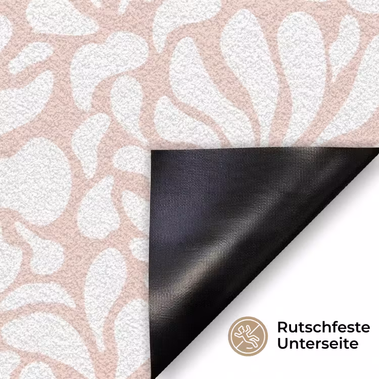 Patroon - Bloemen - Roze - Wit Deurmat klein 898 -antislip_DE