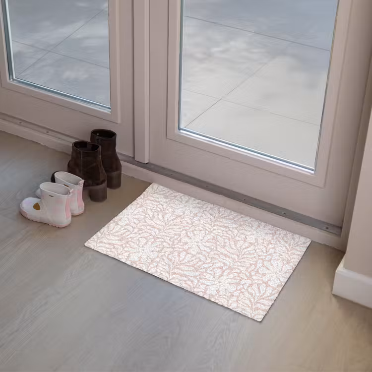 Patroon - Bloemen - Roze - Wit Deurmat klein 898 -sfeer3