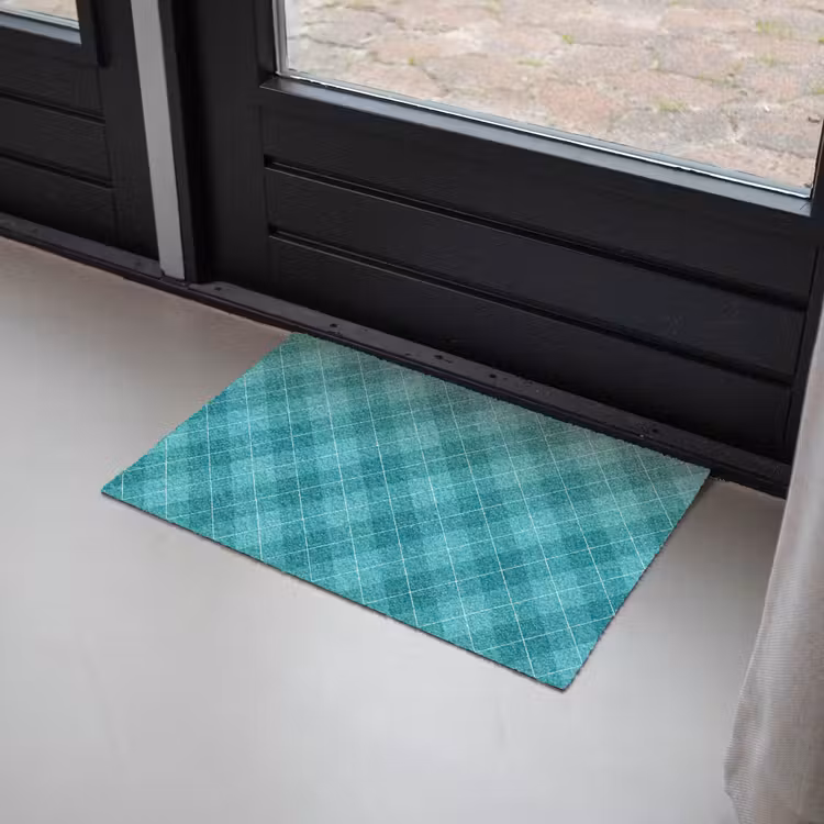 Patroon - Ruiten - Blauw Deurmat klein 898 -sfeer2