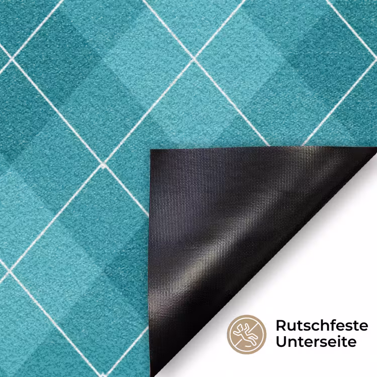 Patroon - Ruiten - Blauw Deurmat klein 898 -antislip_DE