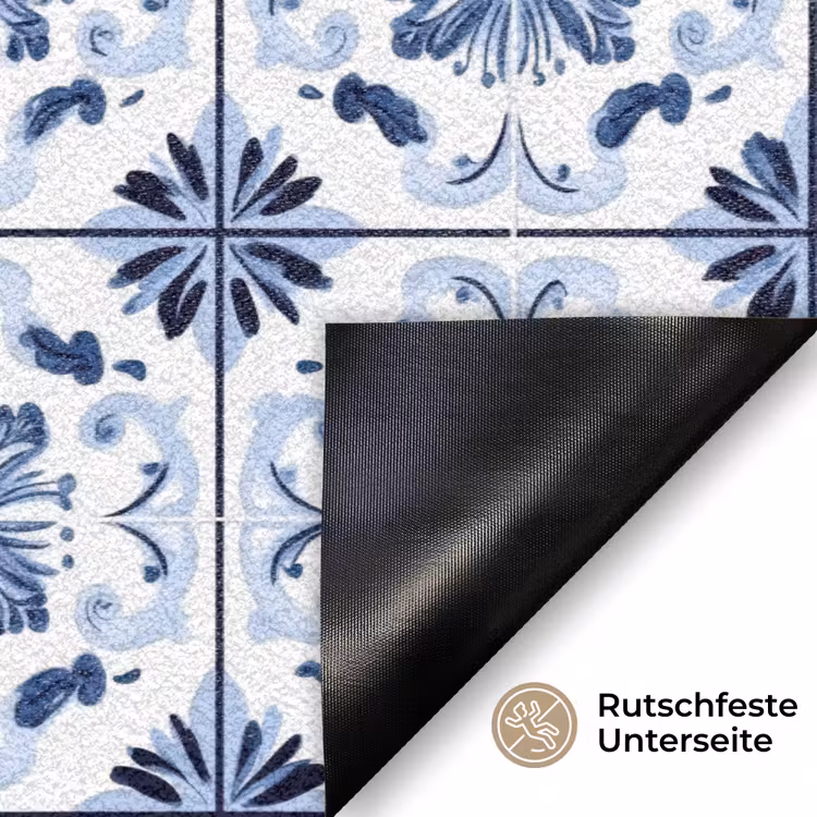 Patroon - Tegel - Blauw Deurmat klein 898 -antislip_DE
