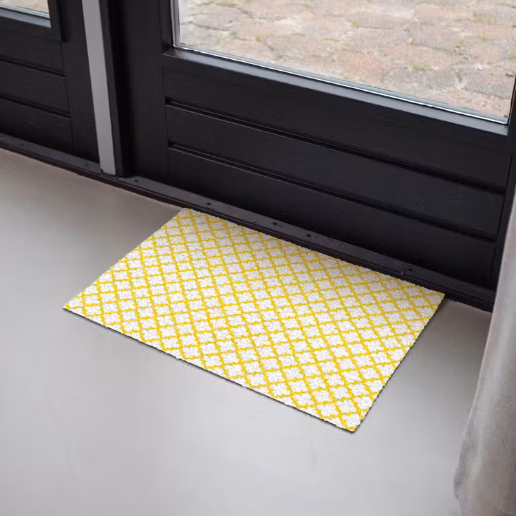Patroon - Geometrisch - Klassiek - Geel Deurmat klein 898 -sfeer2