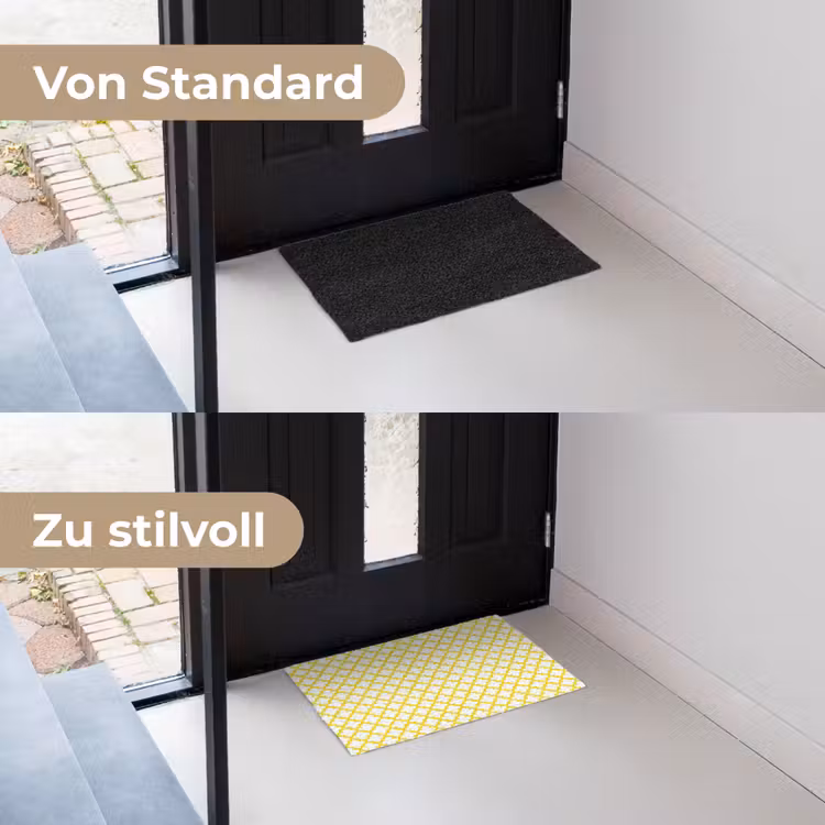 Patroon - Geometrisch - Klassiek - Geel Deurmat klein 898 -voor-na_DE