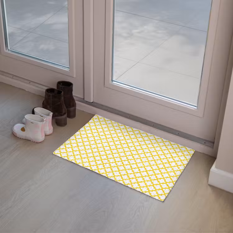 Patroon - Geometrisch - Klassiek - Geel Deurmat klein 898 -sfeer3