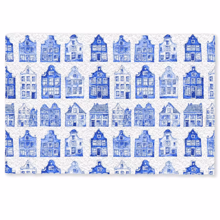 Patroon - Huizen - Blauw Deurmat klein 898 -zkaufland3d