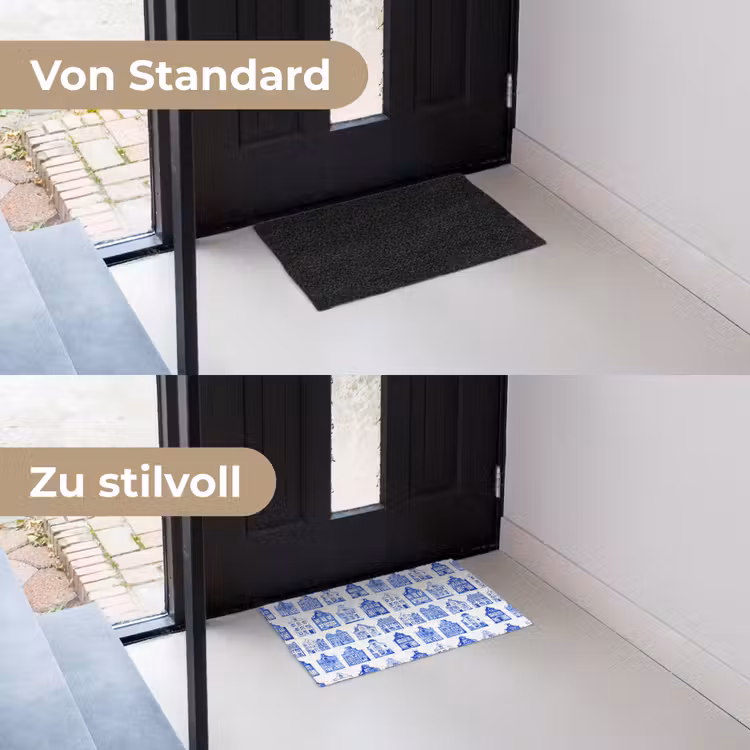 Patroon - Huizen - Blauw Deurmat klein 898 -voor-na_DE