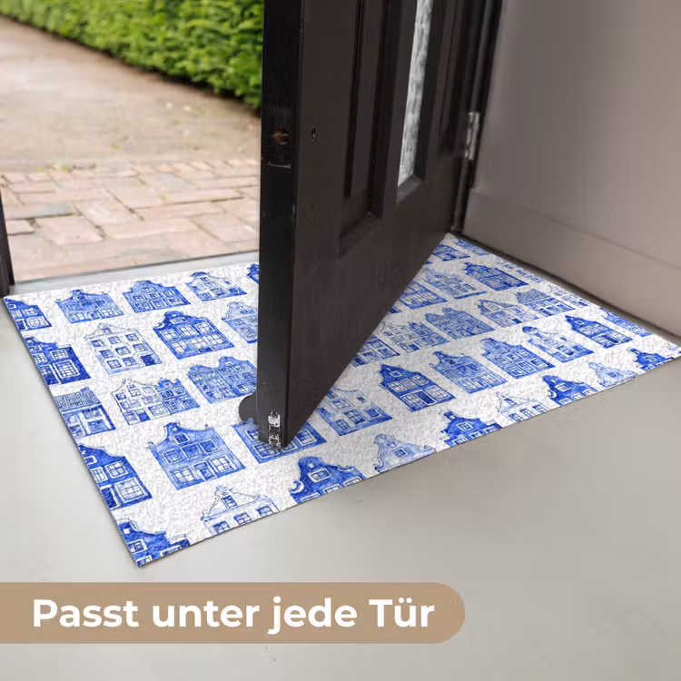 Patroon - Huizen - Blauw Deurmat klein 898 -USP_DE