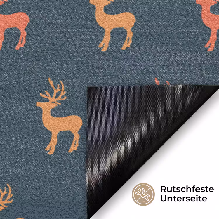 Patroon - Herten - Blauw Deurmat klein 898 -antislip_DE
