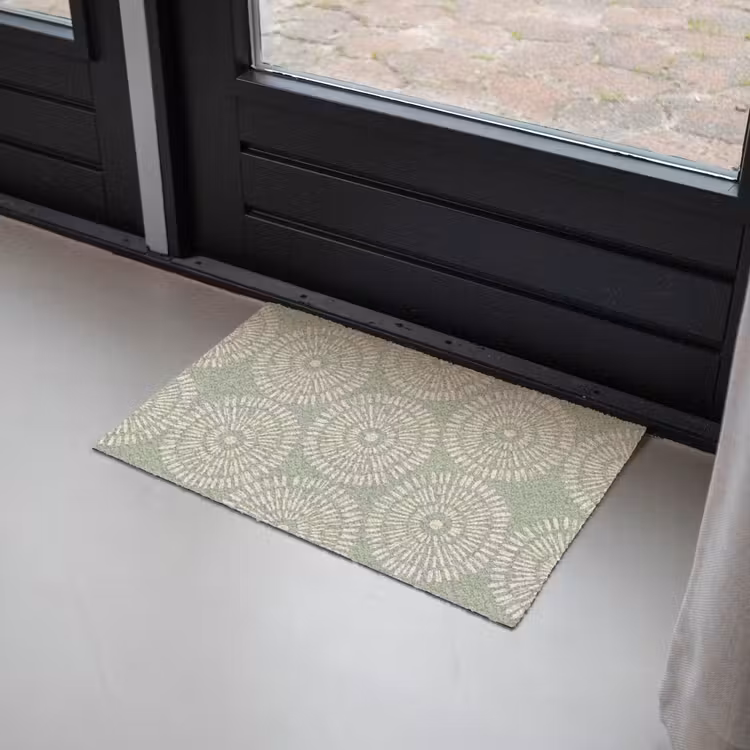 Patroon - Cirkels - Abstract - Modern - Groen Deurmat klein -sfeer2