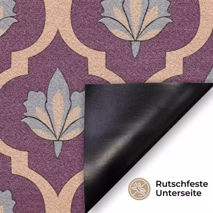 Patroon - Paars - Bloem Deurmat klein -antislip_DE