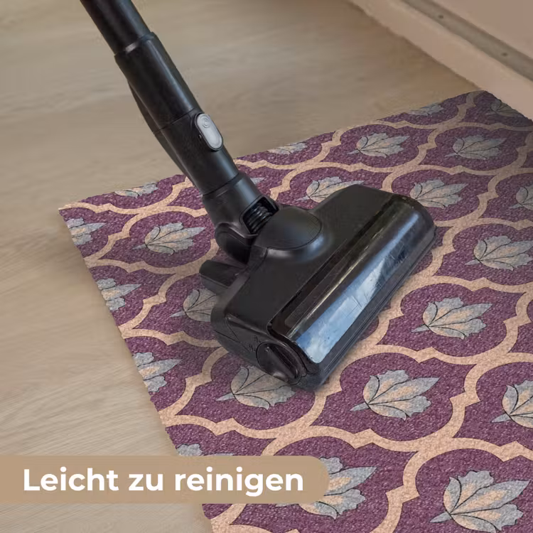 Patroon - Paars - Bloem Deurmat klein -reinigen_DE