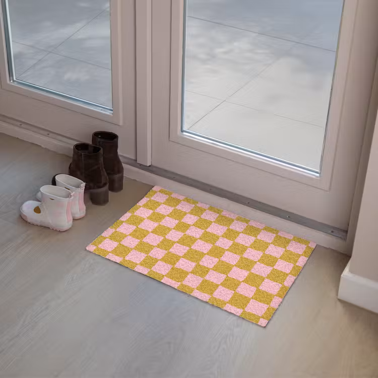 Patroon - Vierkant - Roze Deurmat klein 898 -sfeer3