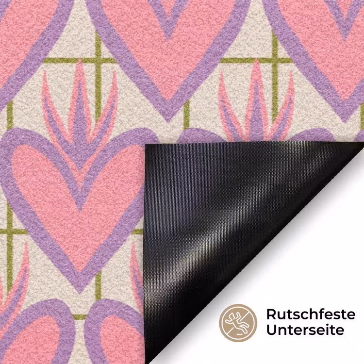 Patroon - Roze - Hartjes Deurmat klein 898 -antislip_DE