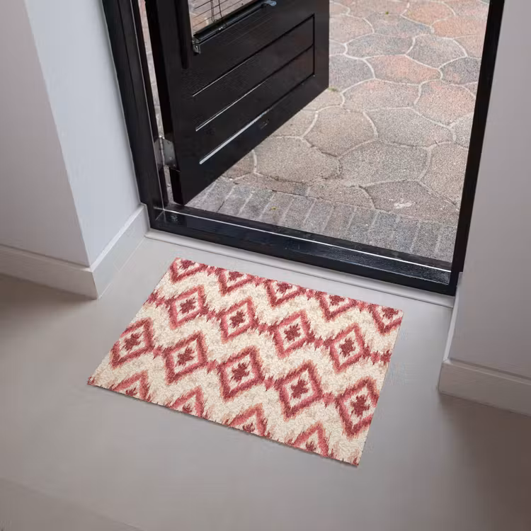 Patroon - Roze - Diamantvorm Deurmat klein 898 -sfeer5