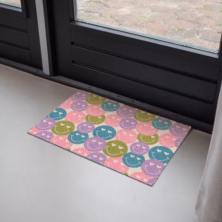 Patroon - Smiley - Kleurrijk - Hartjes Deurmat klein 898 -sfeer2