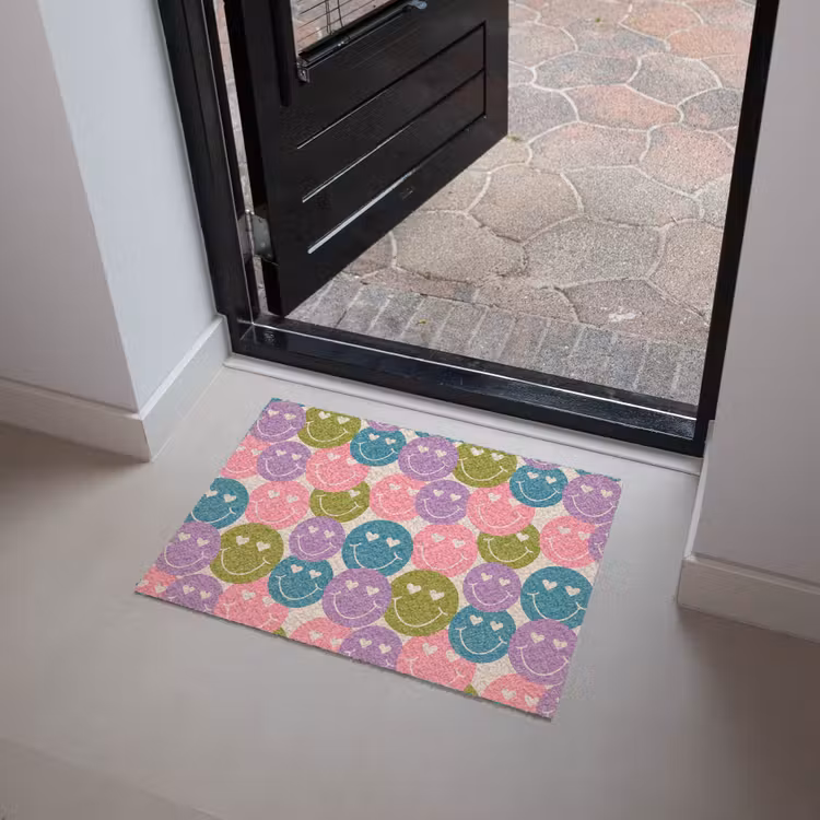 Patroon - Smiley - Kleurrijk - Hartjes Deurmat klein 898 -sfeer5