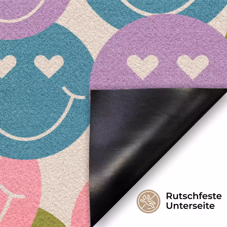 Patroon - Smiley - Kleurrijk - Hartjes Deurmat klein 898 -antislip_DE