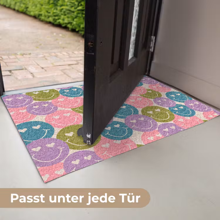 Patroon - Smiley - Kleurrijk - Hartjes Deurmat klein 898 -USP_DE