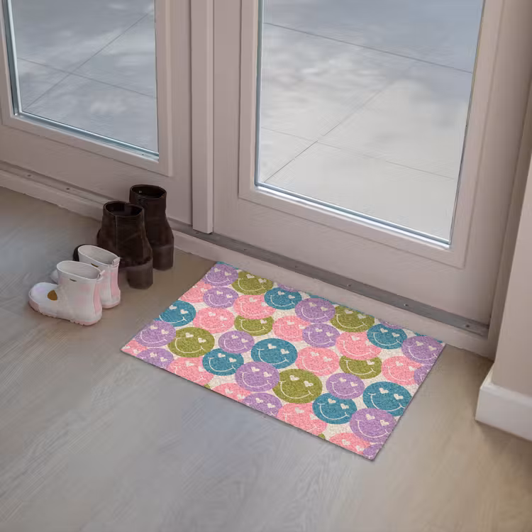 Patroon - Smiley - Kleurrijk - Hartjes Deurmat klein 898 -sfeer3