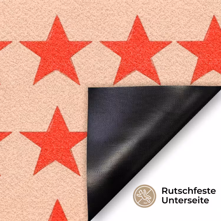 Patroon - Sterren - Rood Deurmat klein 898 -antislip_DE