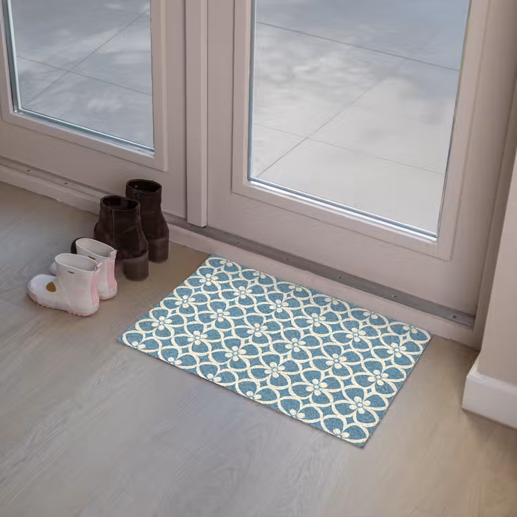 Patroon - Symmetrisch - Blauw Deurmat klein 898 -sfeer3