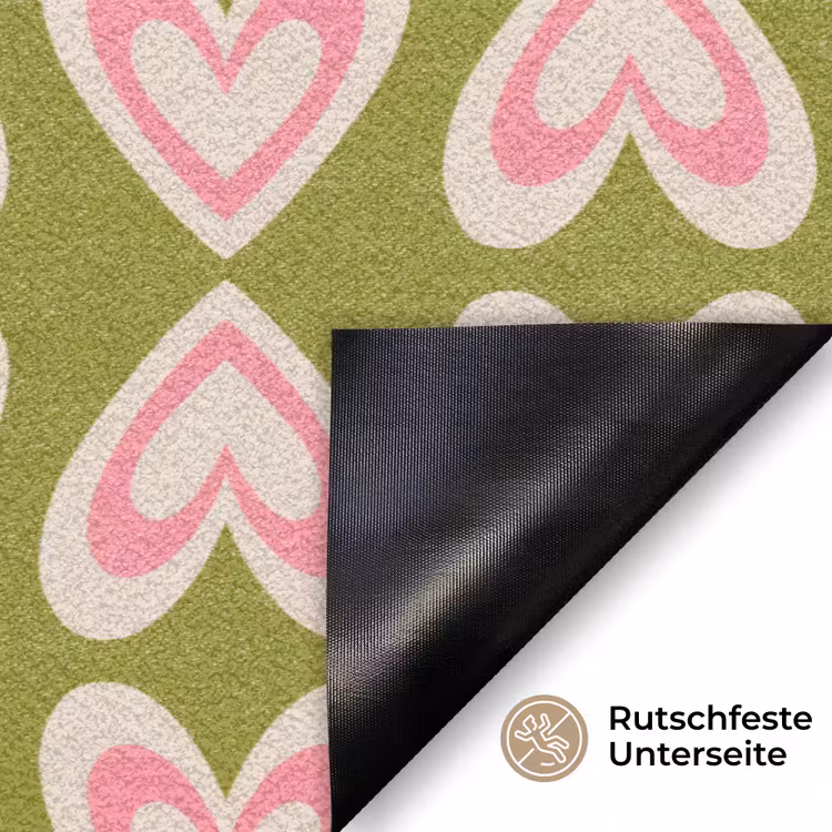 Patroon - Symmetrisch - Hartjes - Olijfgroen Deurmat klein 898 -antislip_DE