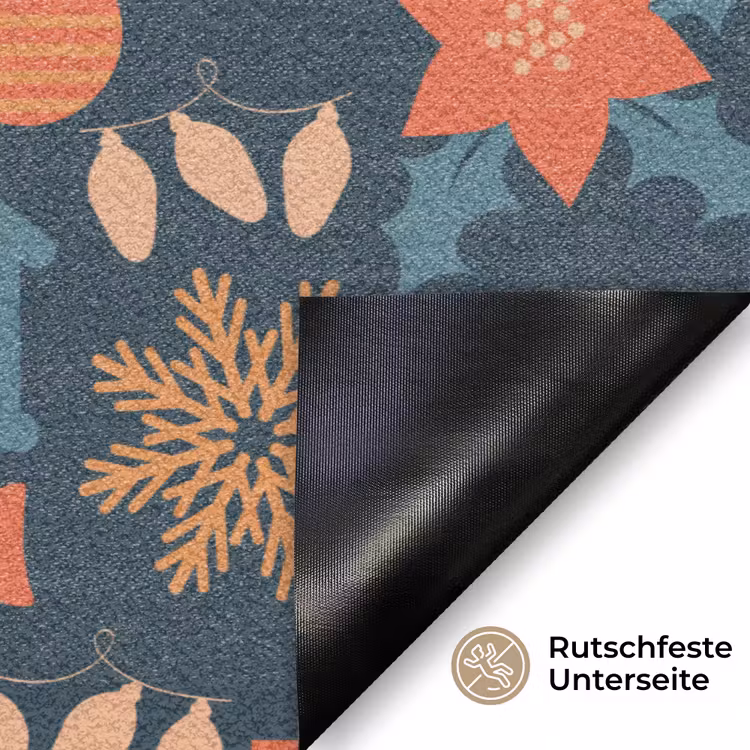 Patroon - Kerst - Symbolen - Blauw Deurmat klein 898 -antislip_DE