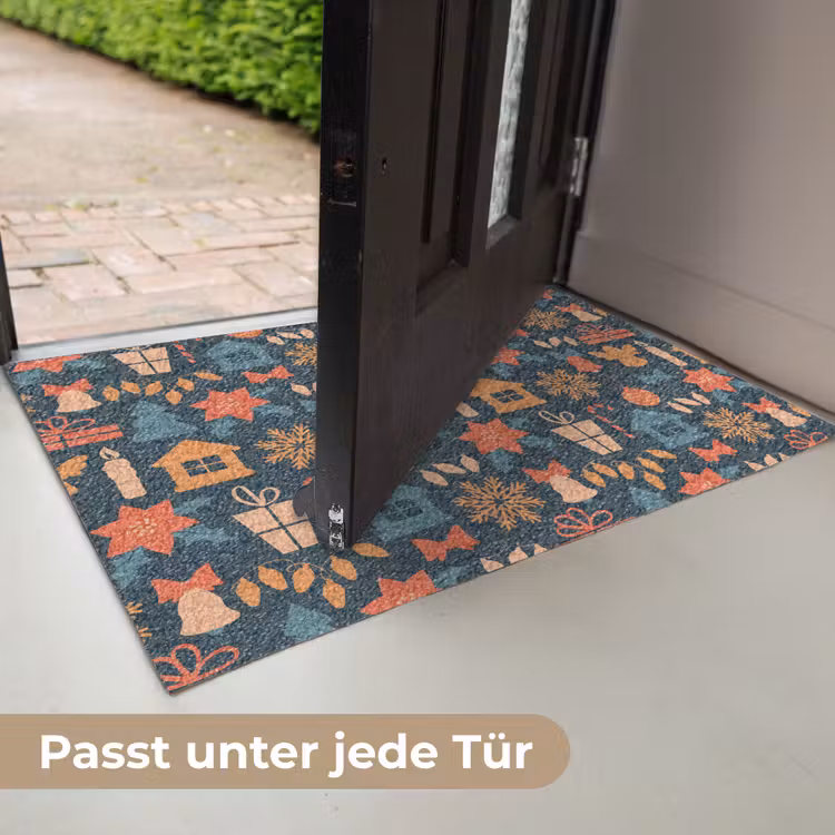 Patroon - Kerst - Symbolen - Blauw Deurmat klein 898 -USP_DE
