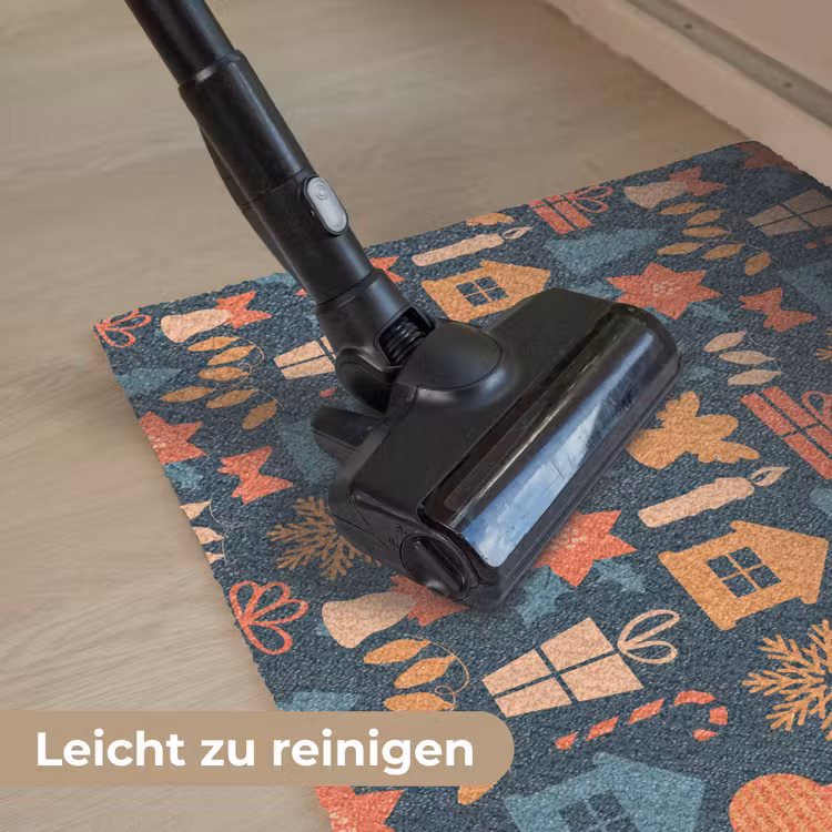 Patroon - Kerst - Symbolen - Blauw Deurmat klein 898 -reinigen_DE
