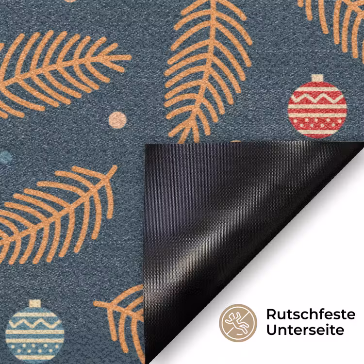 Patroon - Kerst - Symbolen - Donkerblauw Deurmat klein 898 -antislip_DE