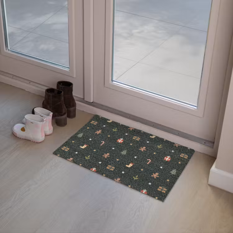 Patroon - Kerstsymbolen - Groen Deurmat klein 898 -sfeer3